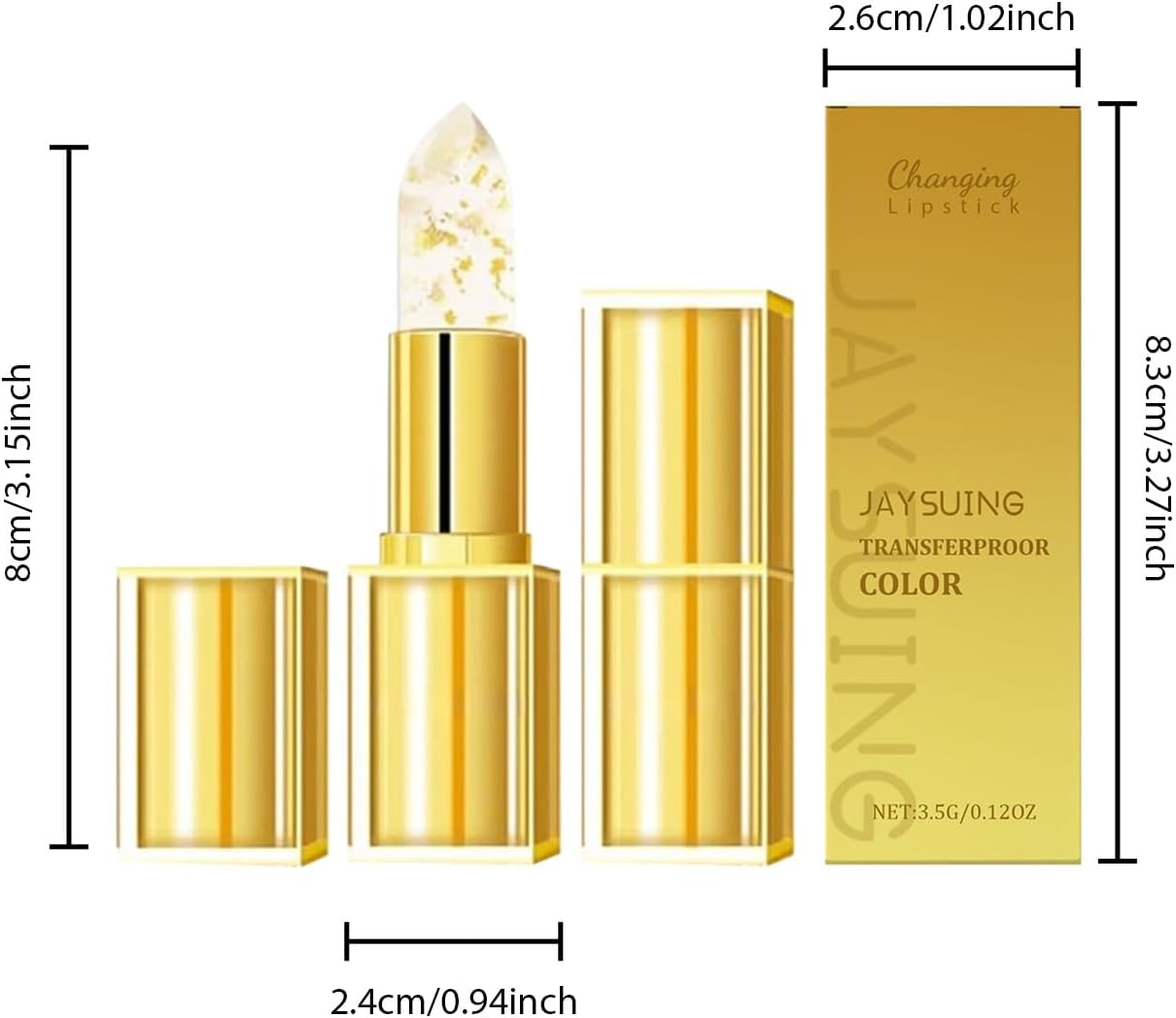 Transferproof Color Changing Lipstick, Gold Crystal Ph Lipstick Color Changing Lipsticks for Women Girls, Temperature Change Moisturizer,Glossy Shine Lip Gloss