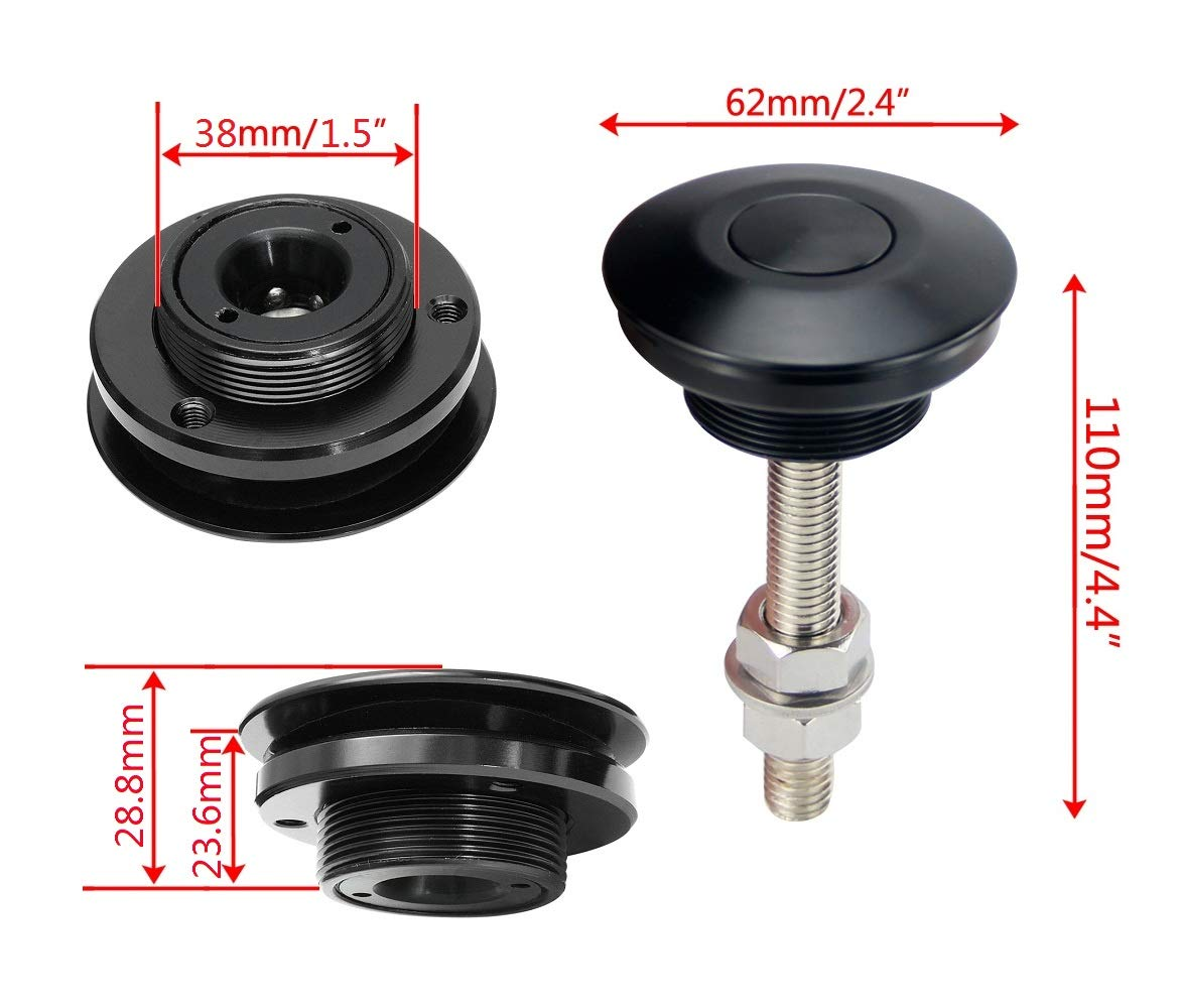 2 Pack Quick Release Latch Universal 2.44In/62Mm Diameter Universal Aluminum Alloy Push Button Quick Latch Hood Pins Lock Clip Kit for Auto Car Hood Pins Lock (2 Pack-Black Pro) - 2Pin Switch 69 image number 5