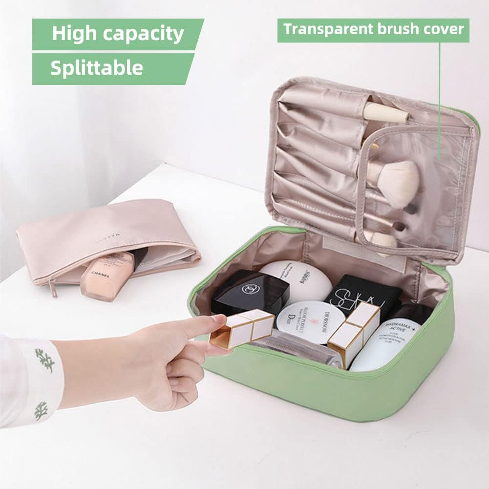 Didida Makeup Bag Cosmetic Bag for Women Cosmetic Travel Makeup Bag Large Travel Toiletry Bag for Girls Make up Bag Brush Bags Reusable Toiletry Bag, Green image number 4