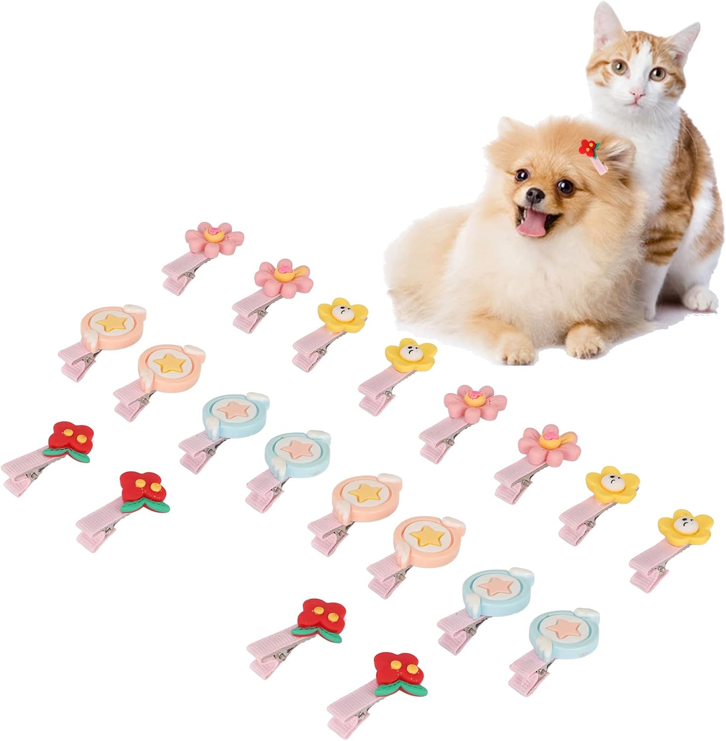 20Pcs Pet Hair Clip, Flower Shape Resin Lovely Sweet Cute Dog Hair Barrettes, Pet Headdress Pet Grooming Hairpin Pet Grooming Hair Accessories for Small and Medium Pets image number 6