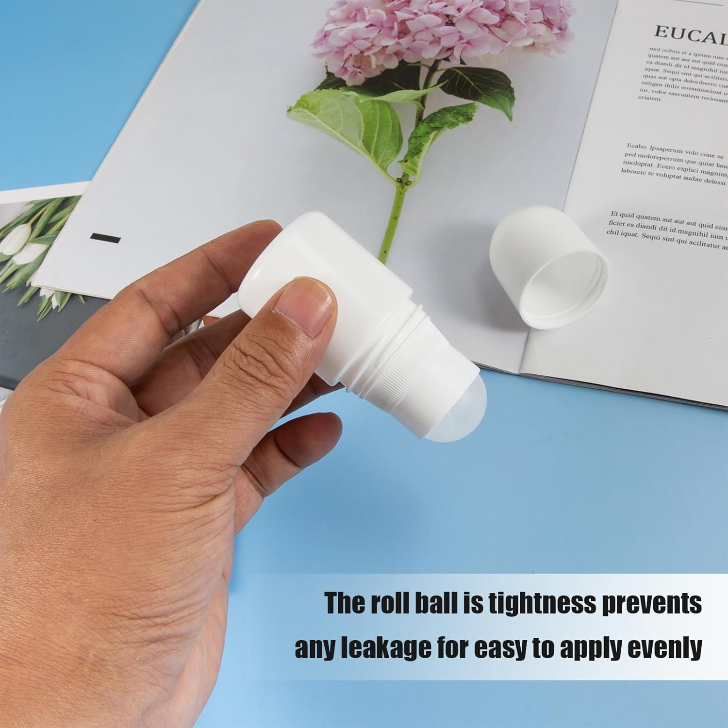 6 Pcs 30Ml/1Oz Empty Refillable Roll on Bottles, Plastic Essential Oil Bottles with Roller Balls, Leak-Proof DIY Perfume & Aromatherapy Containers (White, Thin-Waist Style)