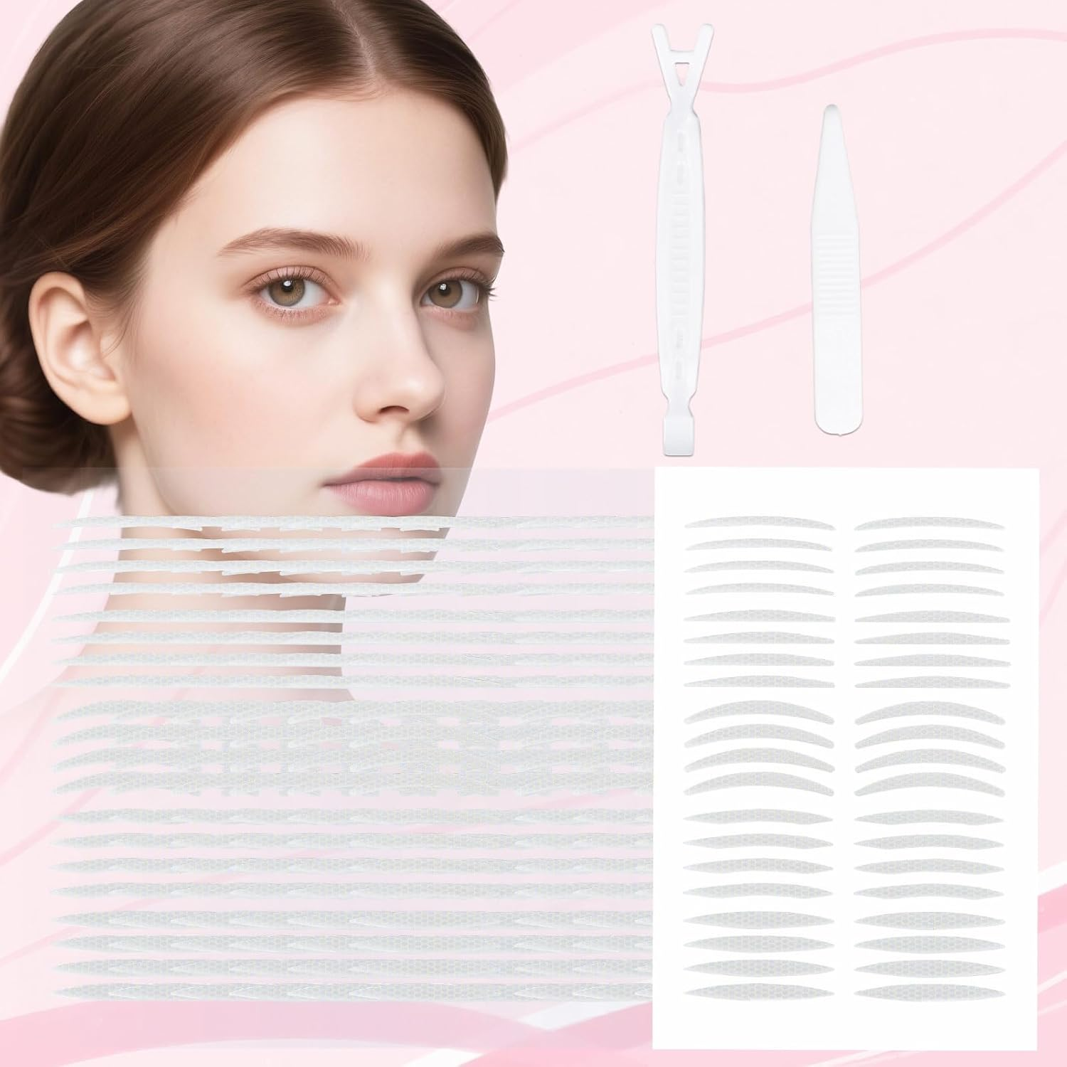 Lasuroa 400Pcs Invisible Eyelid Tape, 5 Style Long-Lasting Eye Lid Lifters with Fork & Tweezers Double Eye Lifting Tape for Instant Lift Hooded Droopy Uneven or Single Eyelids image number 3