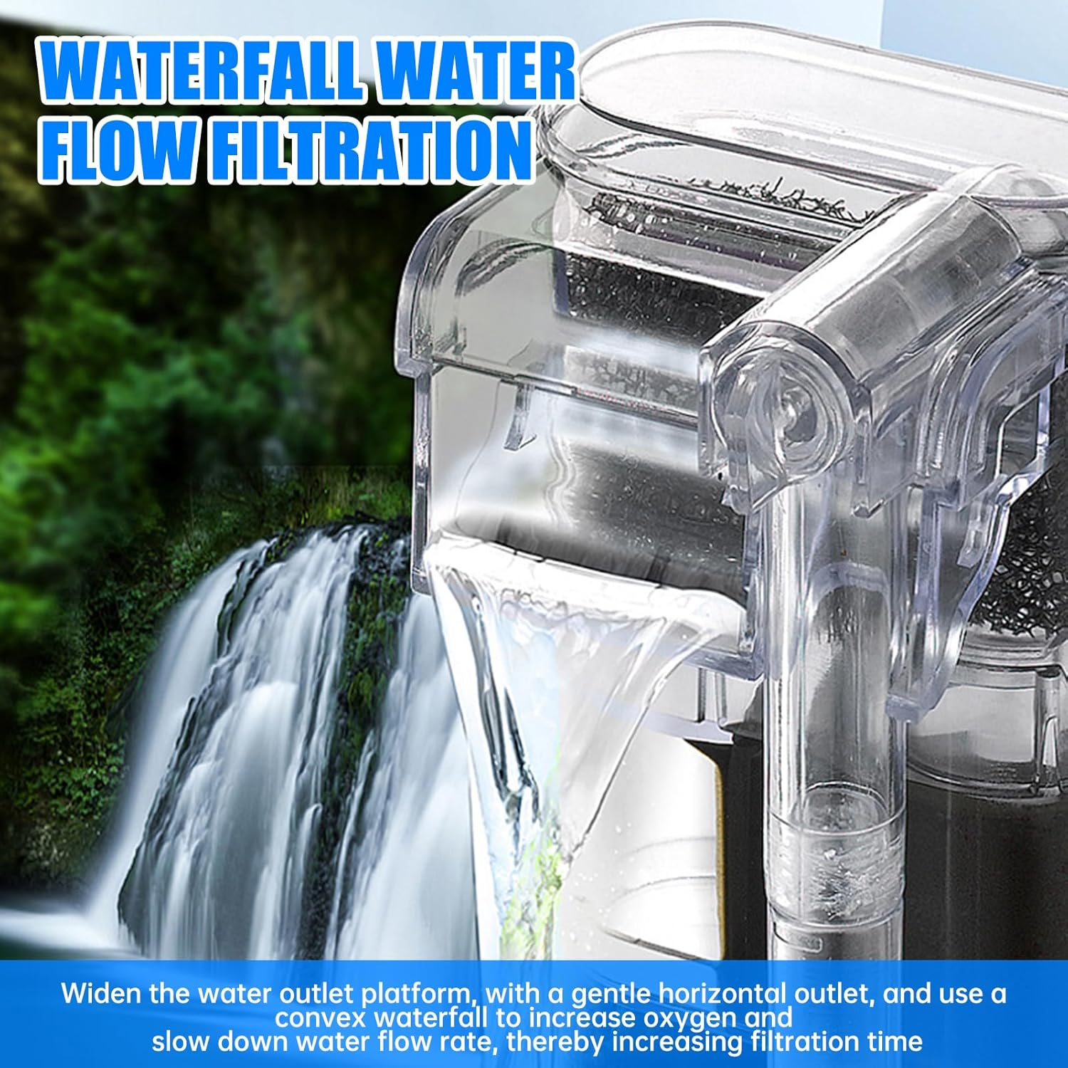 Bouncy Fish Tank Filter, Slim Aquarium Filter for up to 20L Aquariums, Quiet Operation, Energy Efficient 3W, Perfect for Coldwater & Tropical Fish image number 5