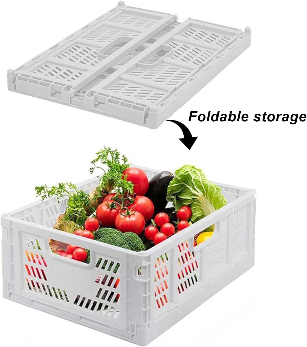 Wesoke Foldable Plastic Storage Basket, Small Collapsible Crates for Organizing, Medium Stackable Folding Organizer Bins for Desk Organization for Home Kitchen Bedroom Bathroom Office, White image number 2
