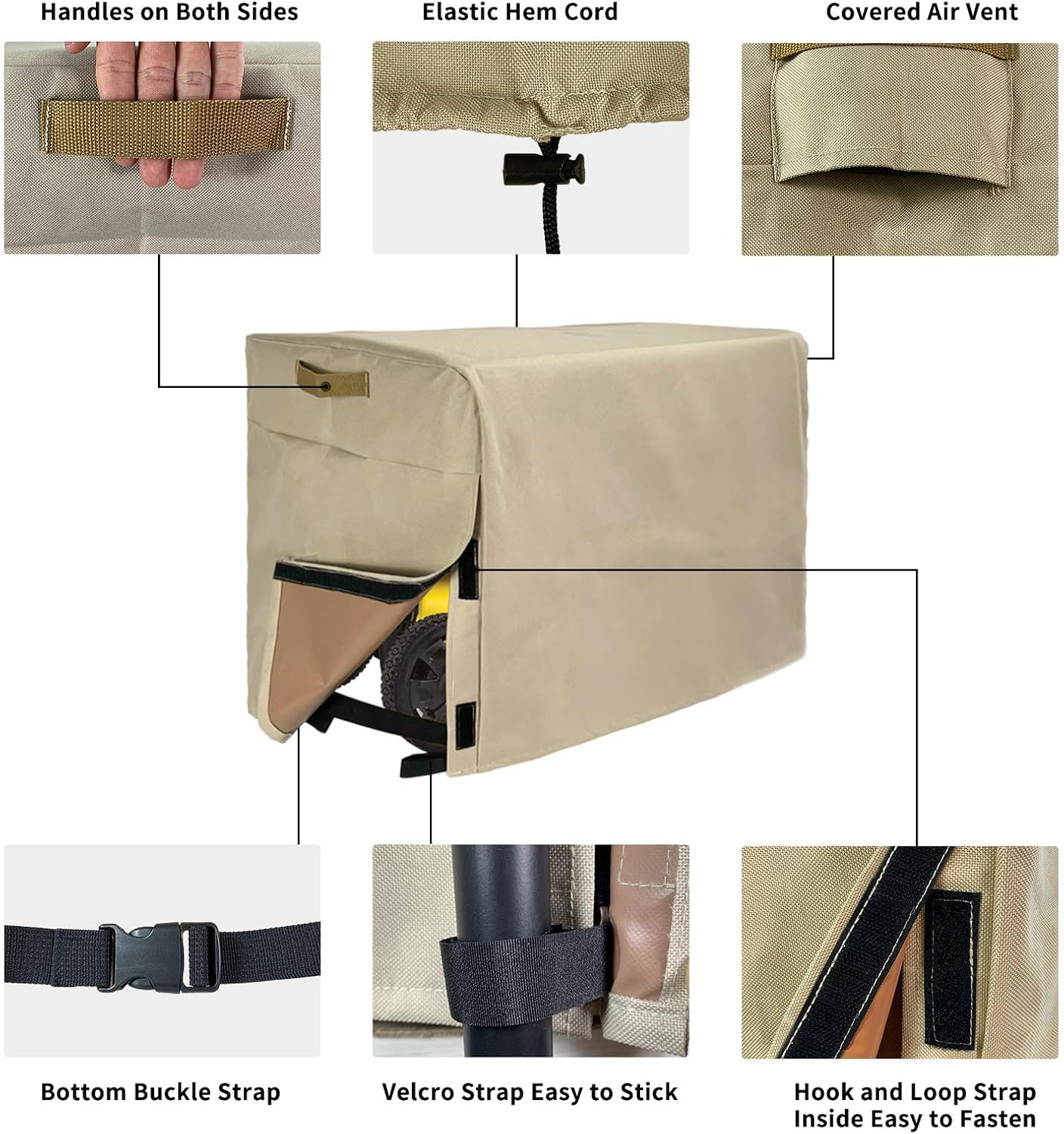 Generator Cover Waterproof 24 X 17 X18 Inch, Heavy Duty 600D Polyester Universal Generator Cover for Portable Generators DS4000S/ Predator 3500/Predator 4375/Eu3000Is image number 5