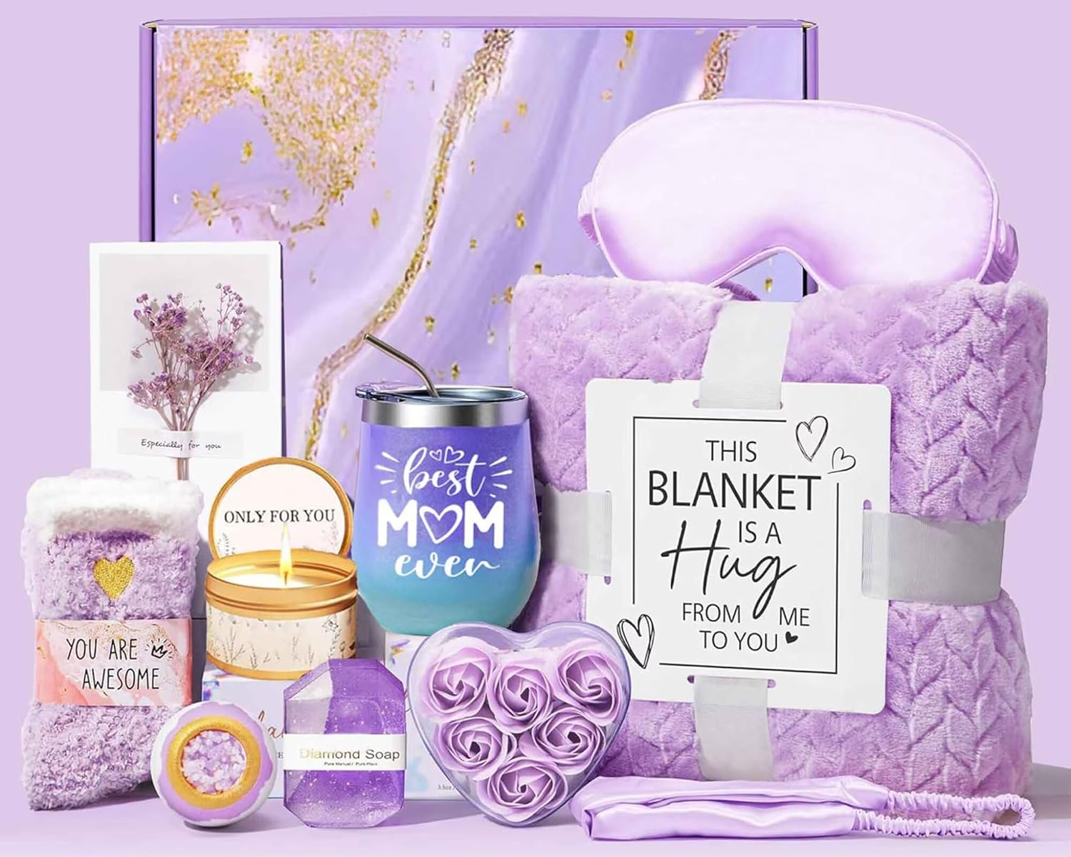 Gifts for Mum, Birthday Hamper Gifts for Mum, Best Mum Ever Set, Relaxing Spa Basket Care Packag Christmas Gifts for Mom image number 5