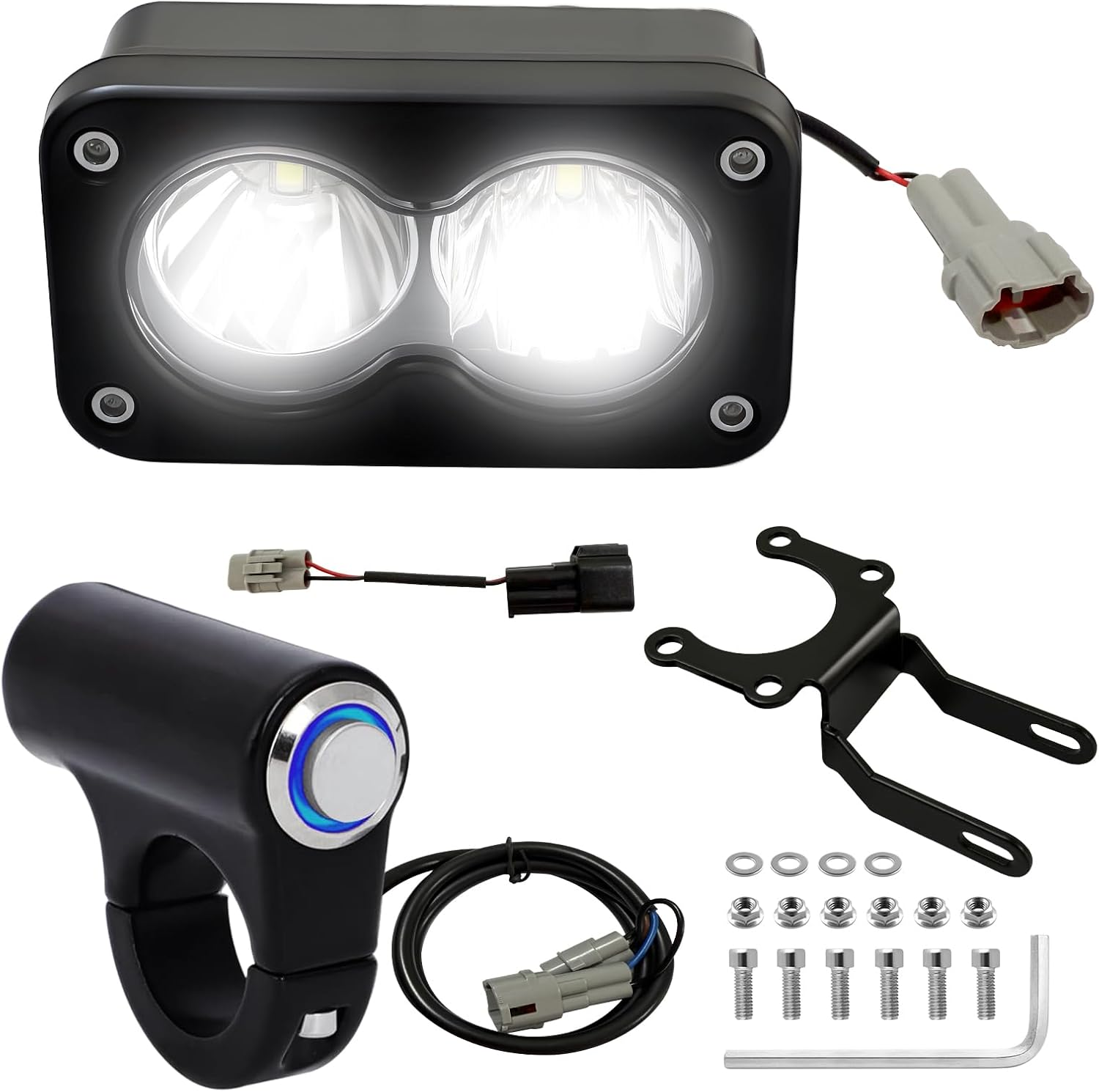 Dirt Bike Headlight Kit Compatible with Surron, Talaria Sting R MX4, Segway X260, 20W 6000-6500K LED Light Bar Accessories with Harness Adapter, Blue Light Switch & Mounting Bracket Parts image number 6