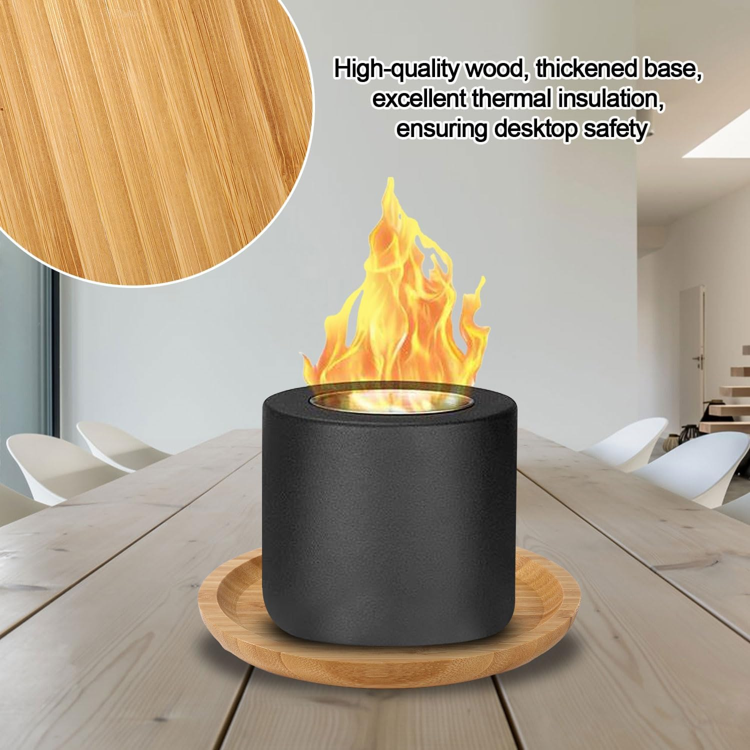 8In Tabletop Fire Pit Mat for Solo Stove Mesa & Mesa XL, round Wooden Heat Resistant Mat Table Protection Grill BBQ Mat Stove Accessories image number 1