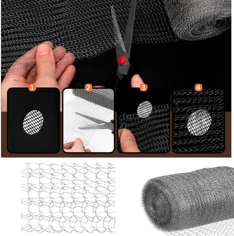 5" X 9.84Ft Stainless Steel Wire Mesh Roll - Double Layer Flexible Metal Mesh for Rodent Control, Hole Fill Fabric Gap Blocker, DIY & Garden Protection (Silver) image number 6