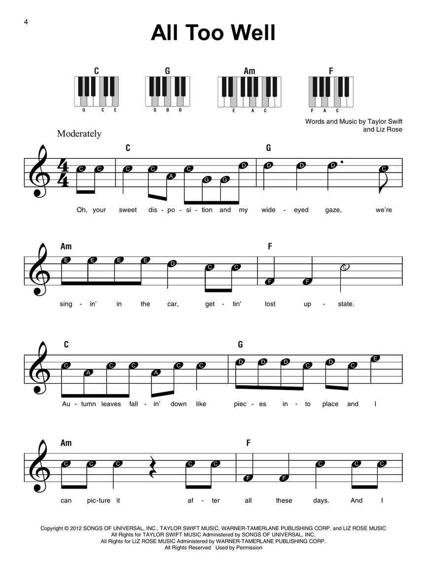 Taylor Swift - Super Easy Songbook - 2Nd Edition image number 4