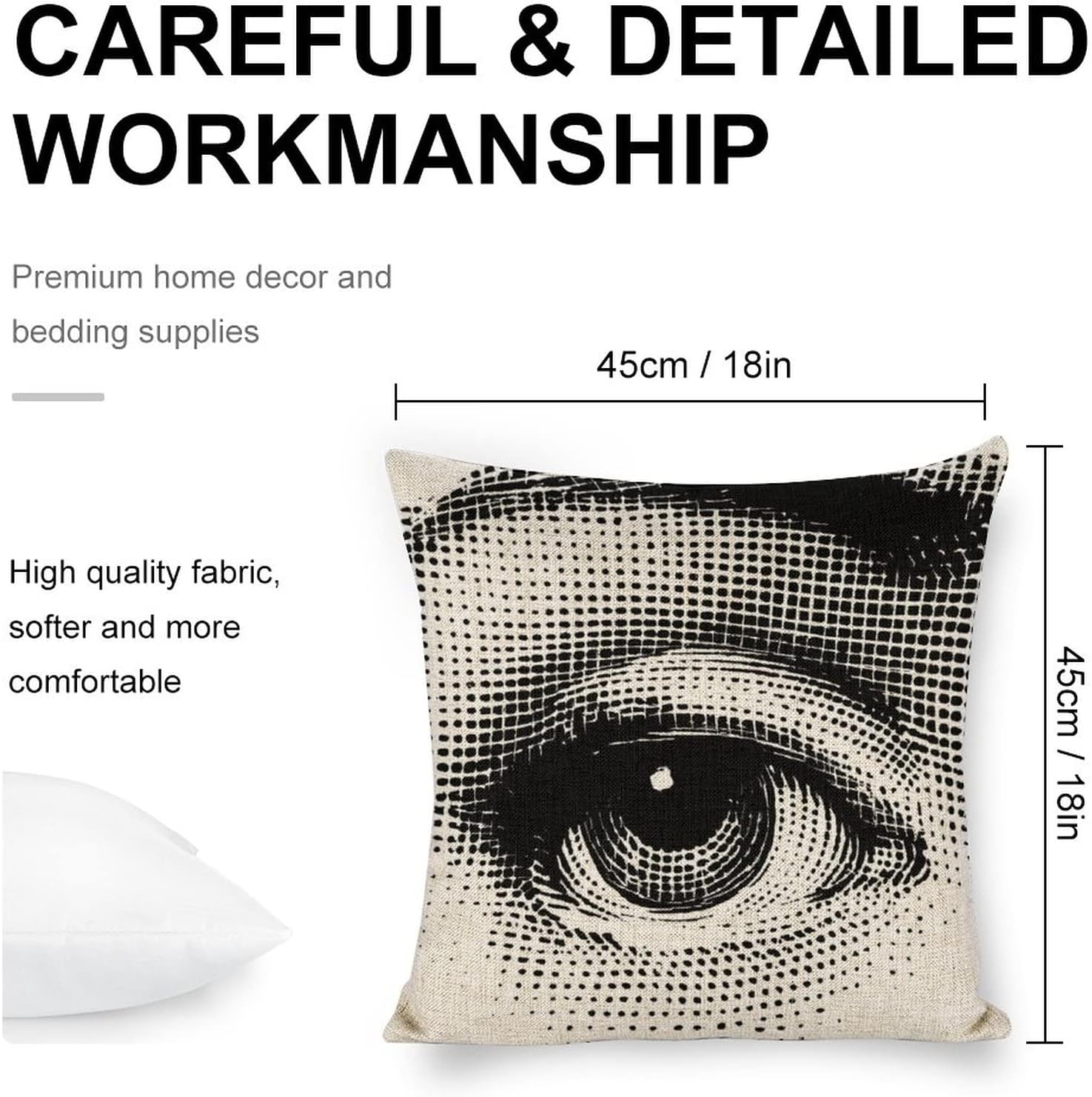 Lina Cavalieri Artificial Linen Throw Pillow Case, Decorative Cushion Cover Square Art Personalized Eye,Only Includes Pillowcase,18"X18"(45X45Cm),Style-2 image number 3