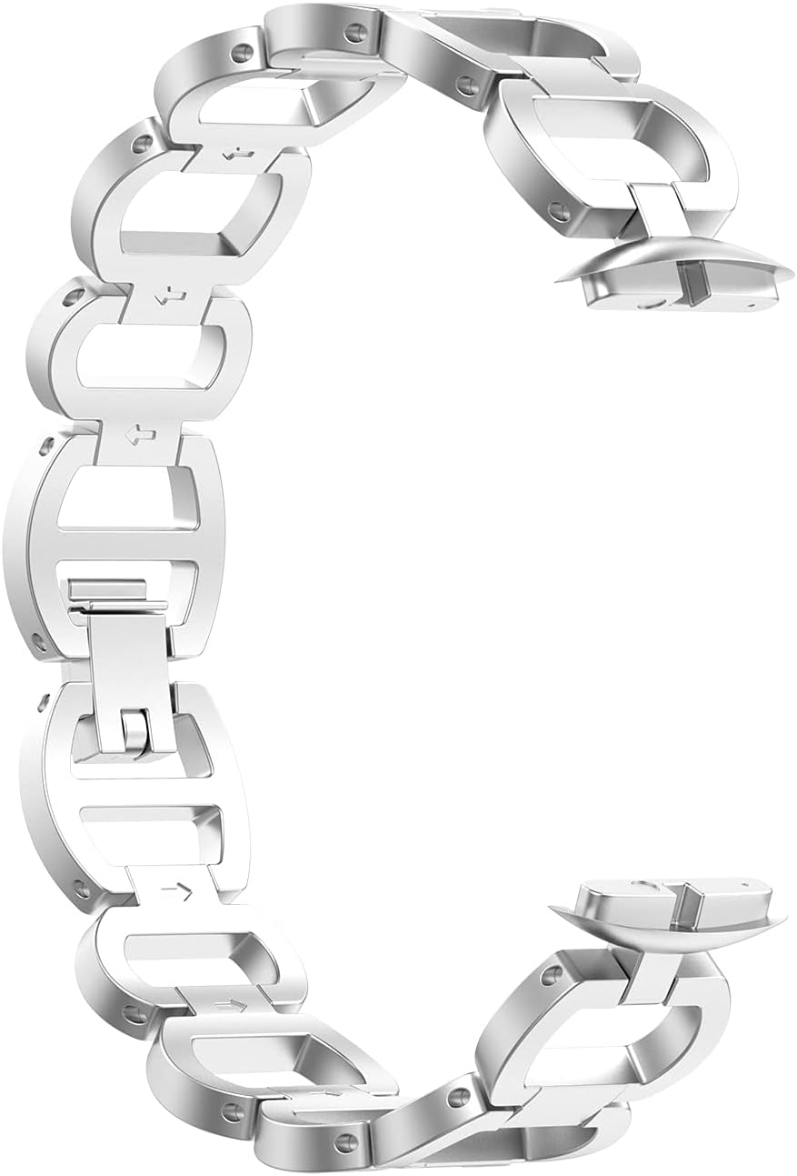 Chofit Metal Replacement Bands Compatible with Fitbit Luxe, Adjustable Links Stainless Steel Accessories Wristband Bracelet Strap for Fitbit Luxe Tracker Women Men