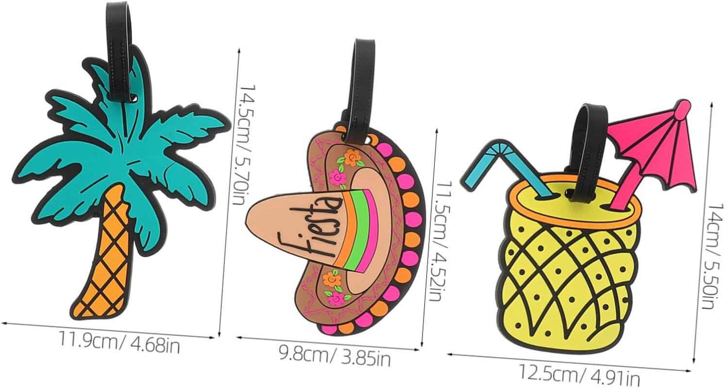GAROZATION 3Pcs Hawaiian Sunglasses Stylish Beach Luggage Tags Comfortable PVC Easy Identification for Travel image number 4