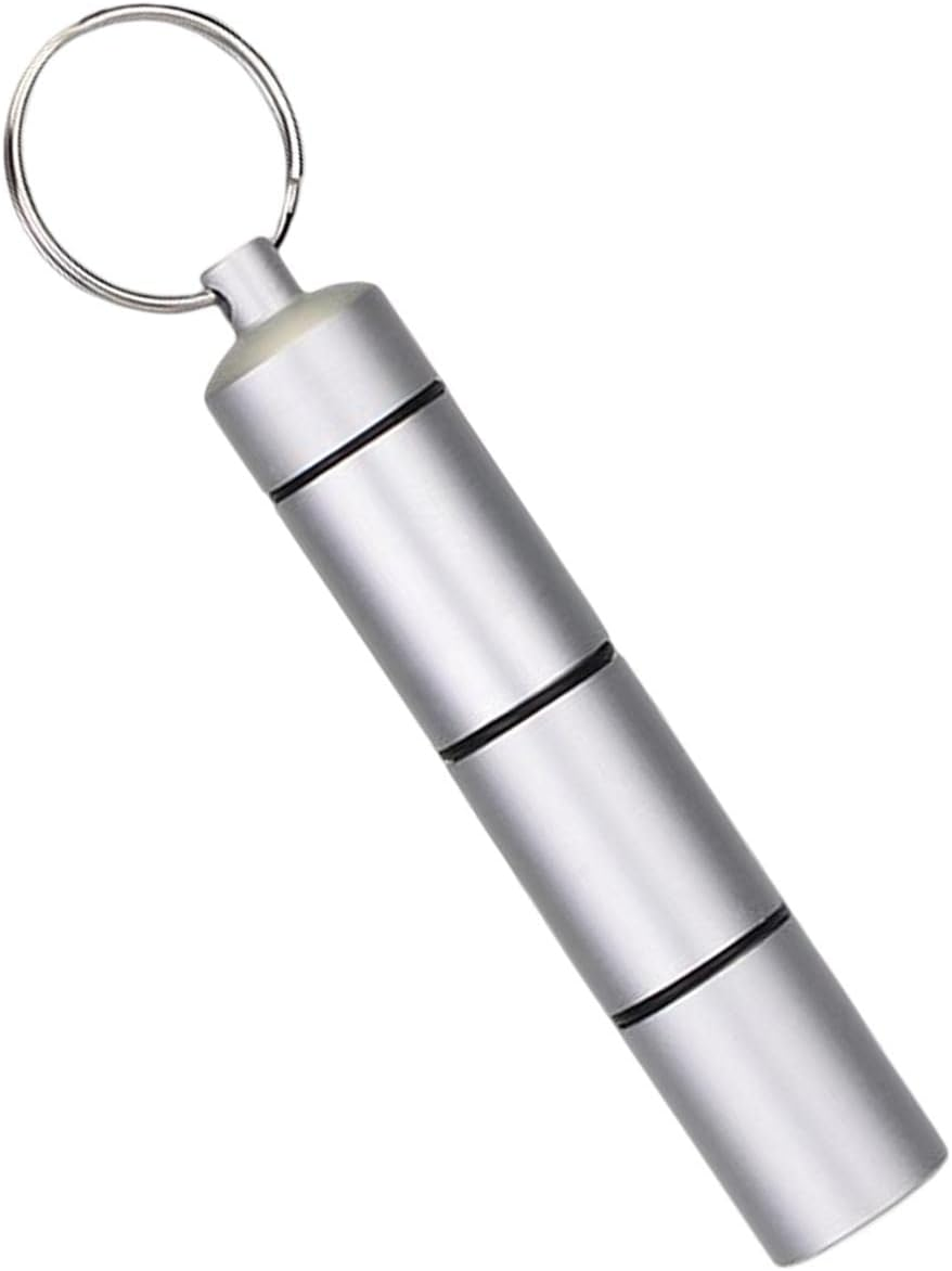 3PCS Portable Pill Case Keychain, 3 Compartment Aluminum Alloy BPA Free Waterproof Sealed Pill Boxes and Stackable Organizer Daily Pill Container for Outdoor Travel Camping image number 1