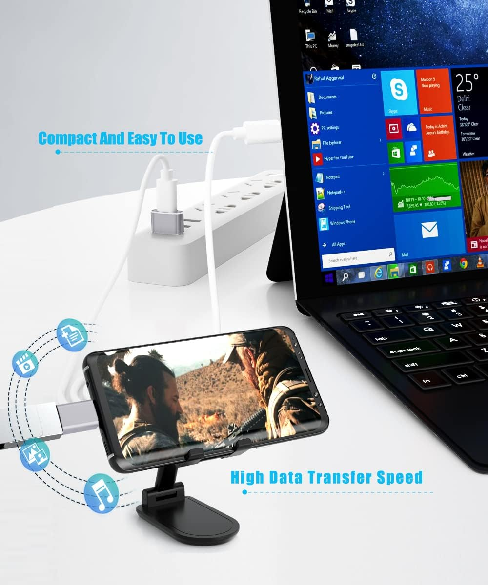 Basesailor USB to USBC Adapter with USBC Male to USB a Female 3.0 4Pack,Thunderbolt 4 3 OTG Charger Converter for Macbook,Iphone 17 16 15 14 13 plus Pro Max,Ipad Air Mini,Samsung Galaxy S24 S23 Ultra image number 1