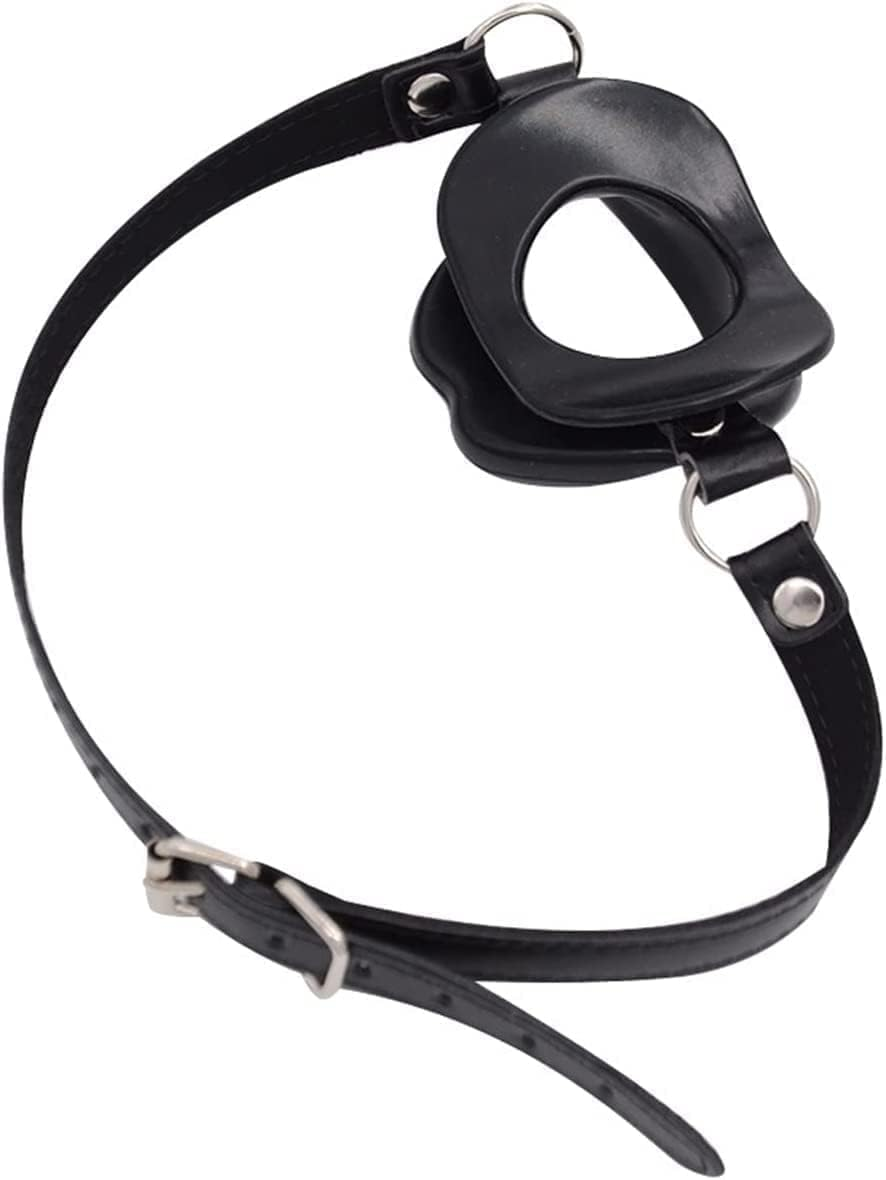 Gag Mouth Gag Silicone Lip Separator with Mouth Opening SM Ball Gag Lips Harness Bondage Adjustable Forged Mouth Open Leather Flirting Sex Toy for Beginners Couples (Black-M) image number 3
