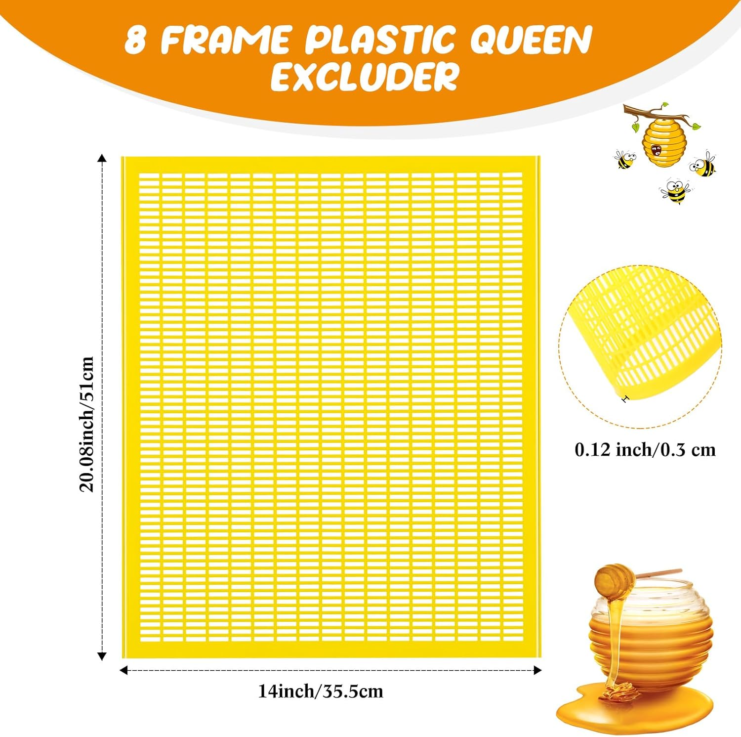 Rtteri 10 Pcs 8 Frame Plastic Queen Excluder Queen Bee Excluder for Bee Hive Beekeeping, Separating Queen Bees from Honey, Beekeepers Looking to Harvest Honey (Yellow,8 Frame) image number 1