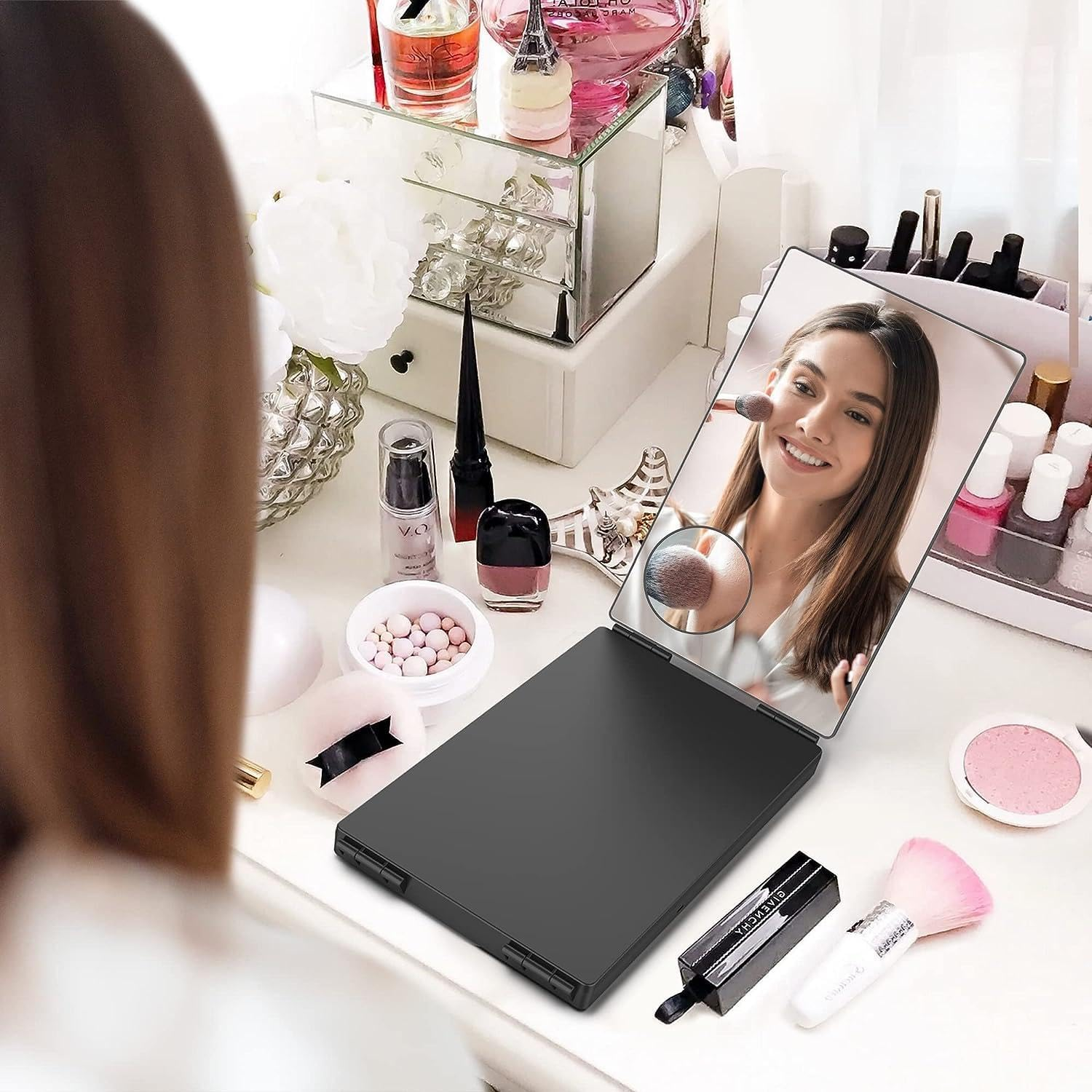 Armour Fit 3 Way Mirror, 360&deg; Adjustable & Foldable Mirror, Portable Trifold Mirror with Height Adjustable Hooks for Hair Styling, Cutting, Colouring, Makeup & Shaving image number 6