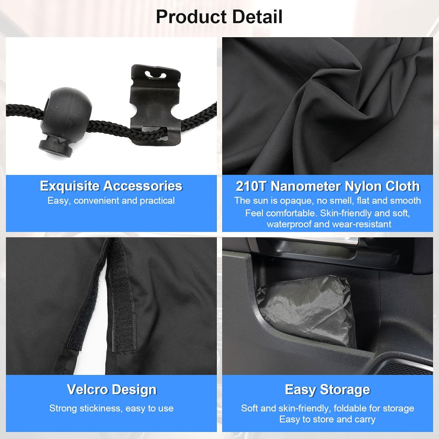 Car Divider Curtain Sun Shade,Set of 3 Car Privacy Curtains 1 Rear Seat & 2 Side Windows,Detachable Car Front Rear Seat Privacy Divider Curtains for Baby Feeding Sleeping Camping Travel image number 2