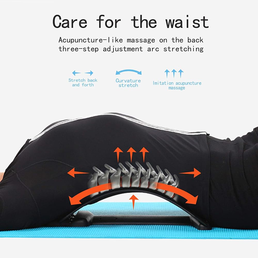 Massager Back Stretcher Lumbar Support Fitness Waist Spine Pain Relief image number 2
