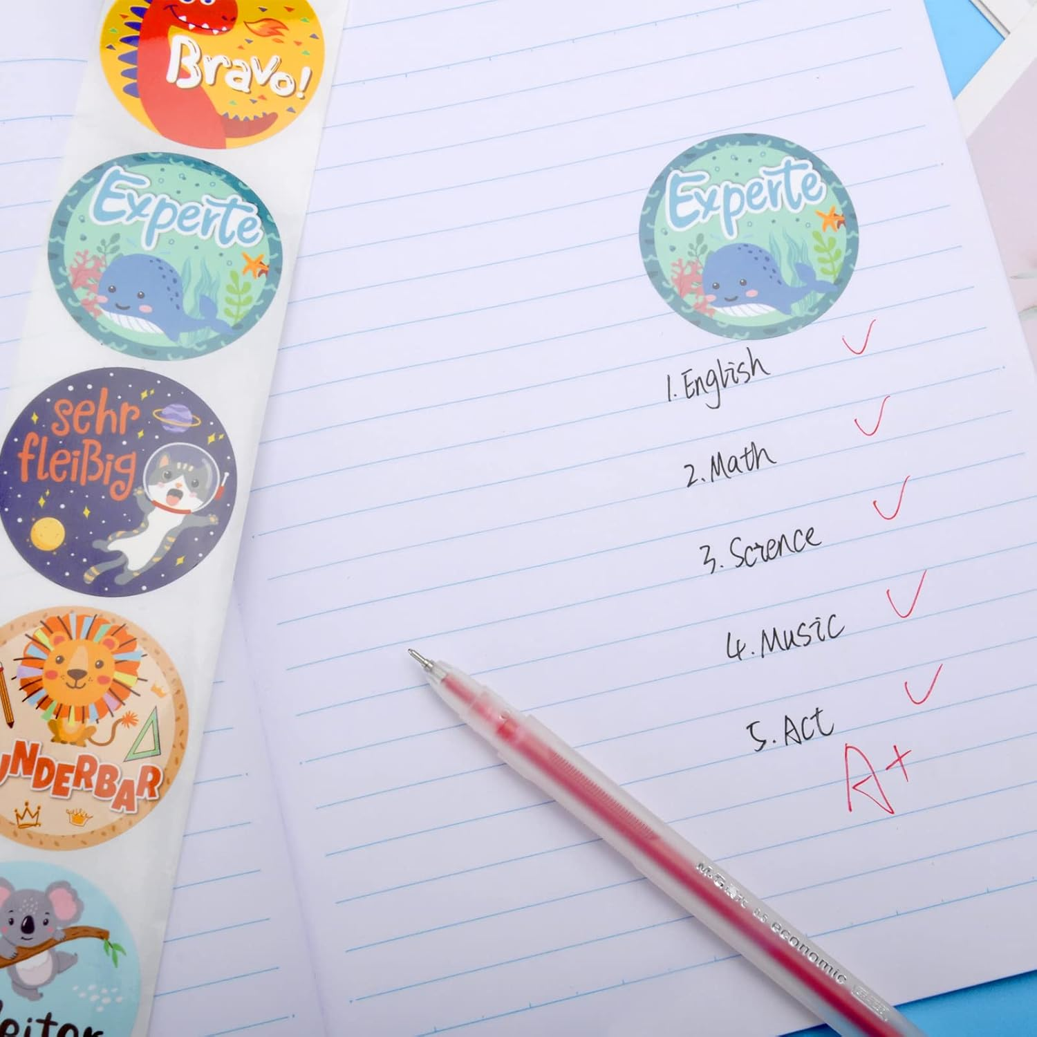 Pack of 500 Motivational Stickers for Children, TNSLAND 3.8 Cm Self-Adhesive Teacher Reward Stickers, Praise Praise Stickers, Primary School Teacher Supplies, Reward Chart Children for School Teacher image number 5