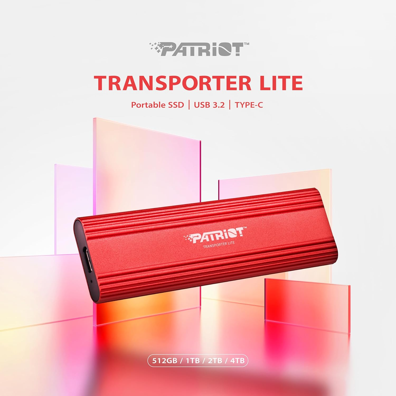 Patriot Transporter Lite 512GB Type-C USB 3.2 Gen 2 External Portable SSD - External Solid State Drive - PTPL512GPEC