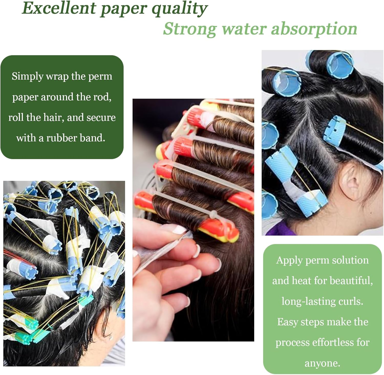 100 Pcs Salon Perm Paper, Salon Perm Paper Hair Color Paper, Hairdressing Perm Paper, Good Toughness High Temperature Resistance Perm Paper for Hot Cold Hair Curling Styling (11.5X6.5Cm, White) image number 1