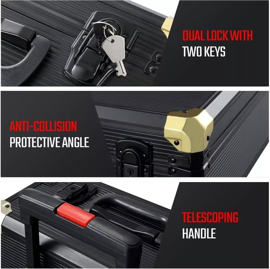 1375PCS Household Repair Tool Set - Portable Hand Tool Box Trolly Case on Wheels, Professional Mechanics Kit with Multi-Functional Wrench Hammer, DIY Repair Tools, Black image number 4