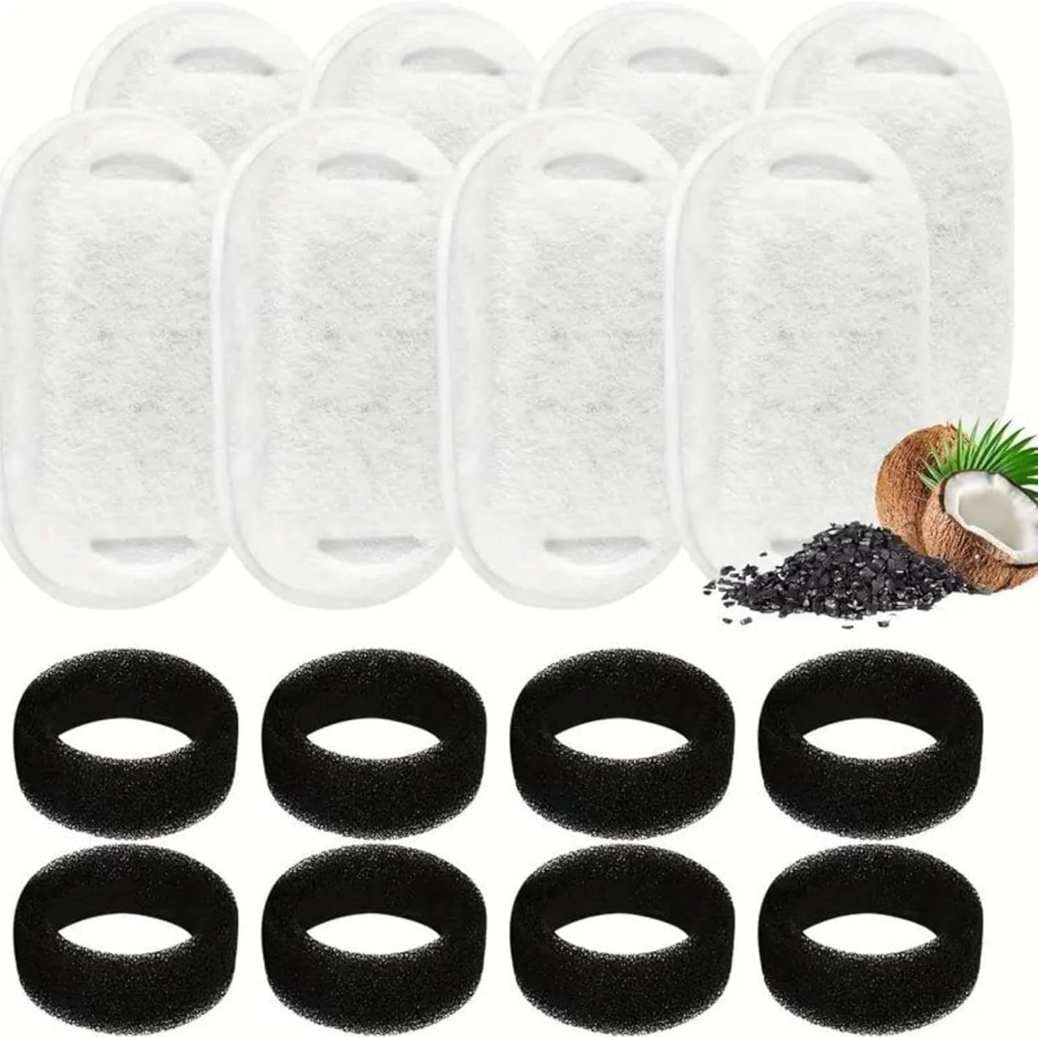 8+8Pcs Cat Water Fountain Filters, Triple Filtration System Pet Cat Fountain Filter Replacement for 3.2L/108Oz Automatic Cat Fountain (Filters) image number 6