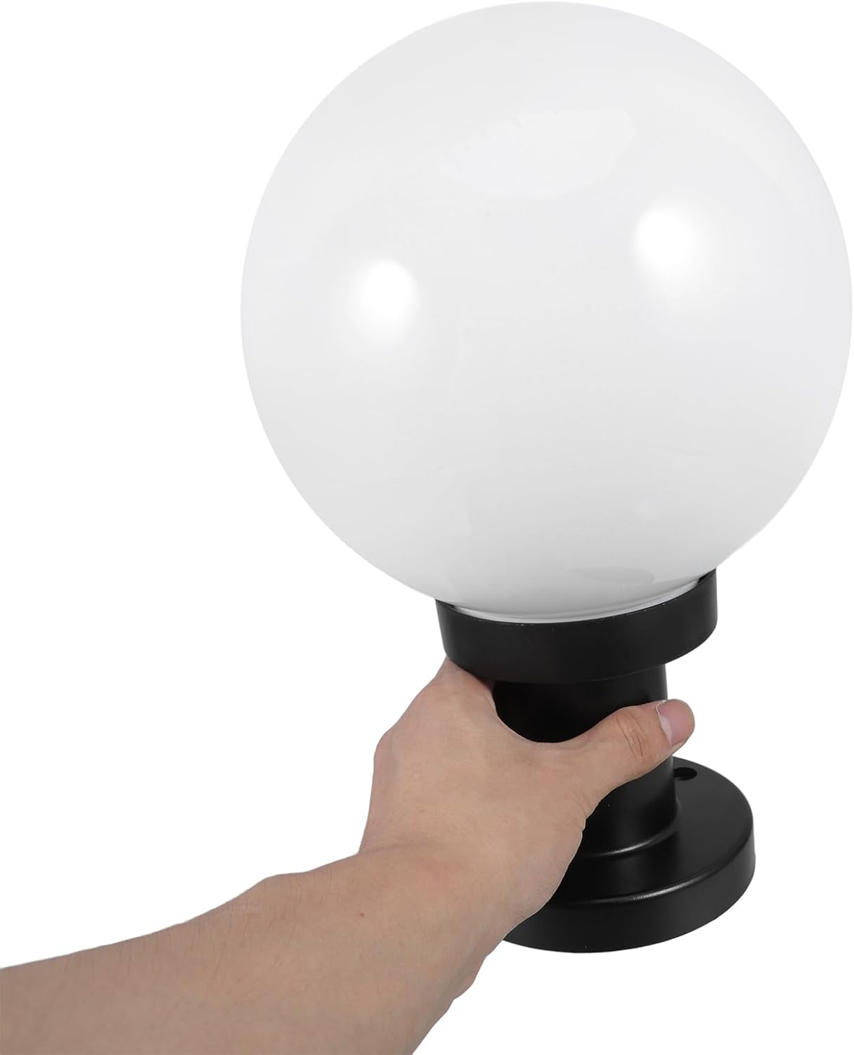 Light Post Globe Combo Lighting Fixture, 20Cm round Garden Post Light Shade with Base for Exterior House Garden Yard Patio Fence Deck (Without Light) image number 2