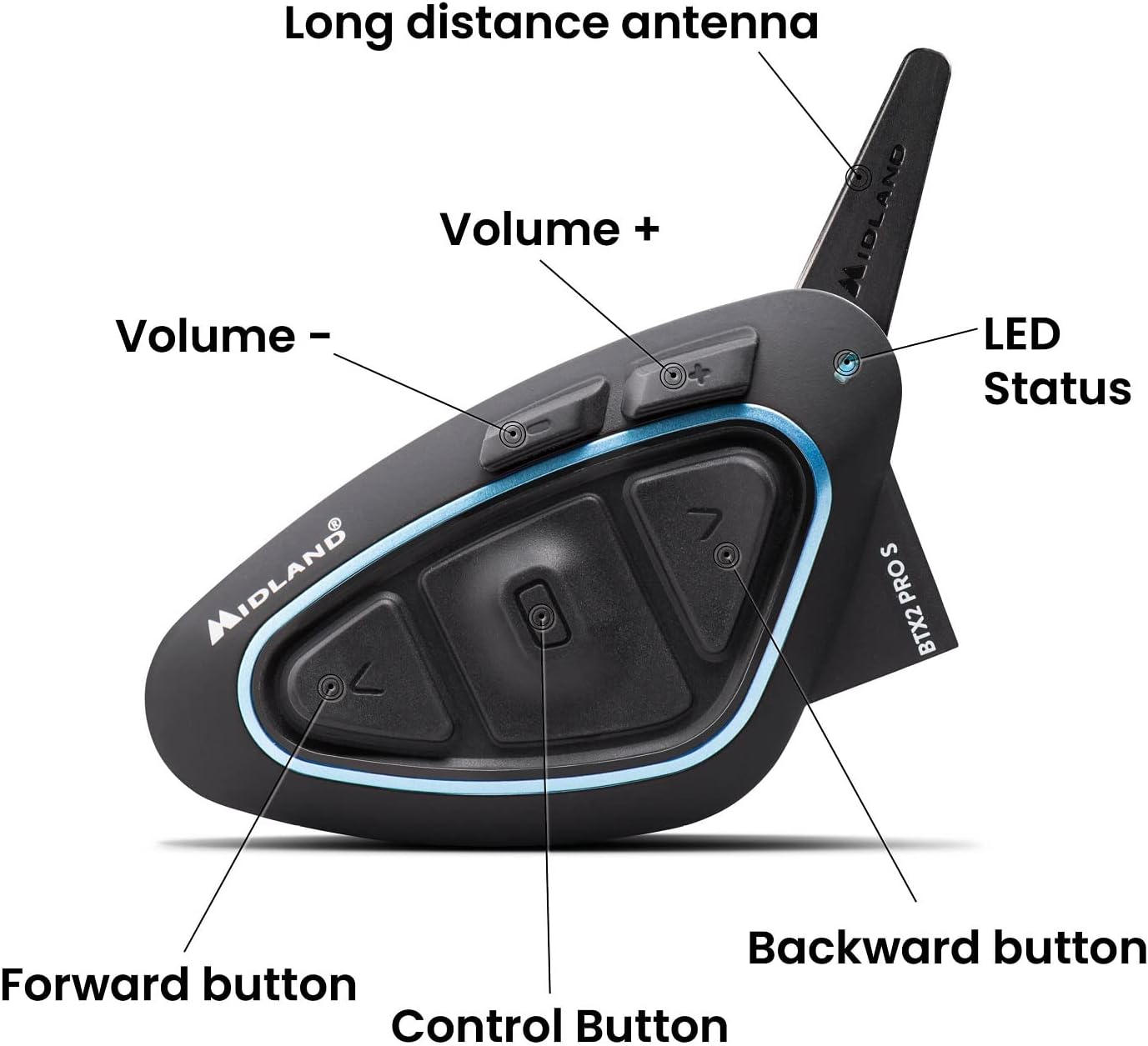 Midland BTX2 Pro S LR Double C1414.03, Bluetooth Communication System for Motorcyclists, IPX6 Waterproof Headset, Noise Cancellation, up to 8 People, 23H Battery, 1.6 Km image number 6