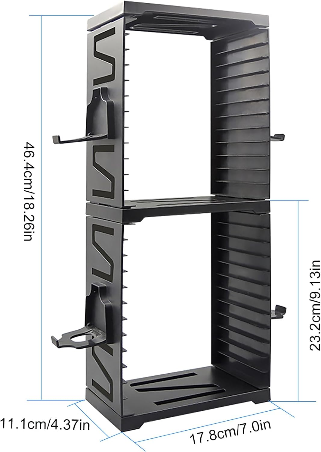 HONCAM Video Game Storage Tower for PS5 PS4 Xbox Nintendo Switch Games, Universal Video Games Discs Organizers 24 PCS with 4 Controllers Holder, Game Disk Box Stand Rack Accessories image number 4