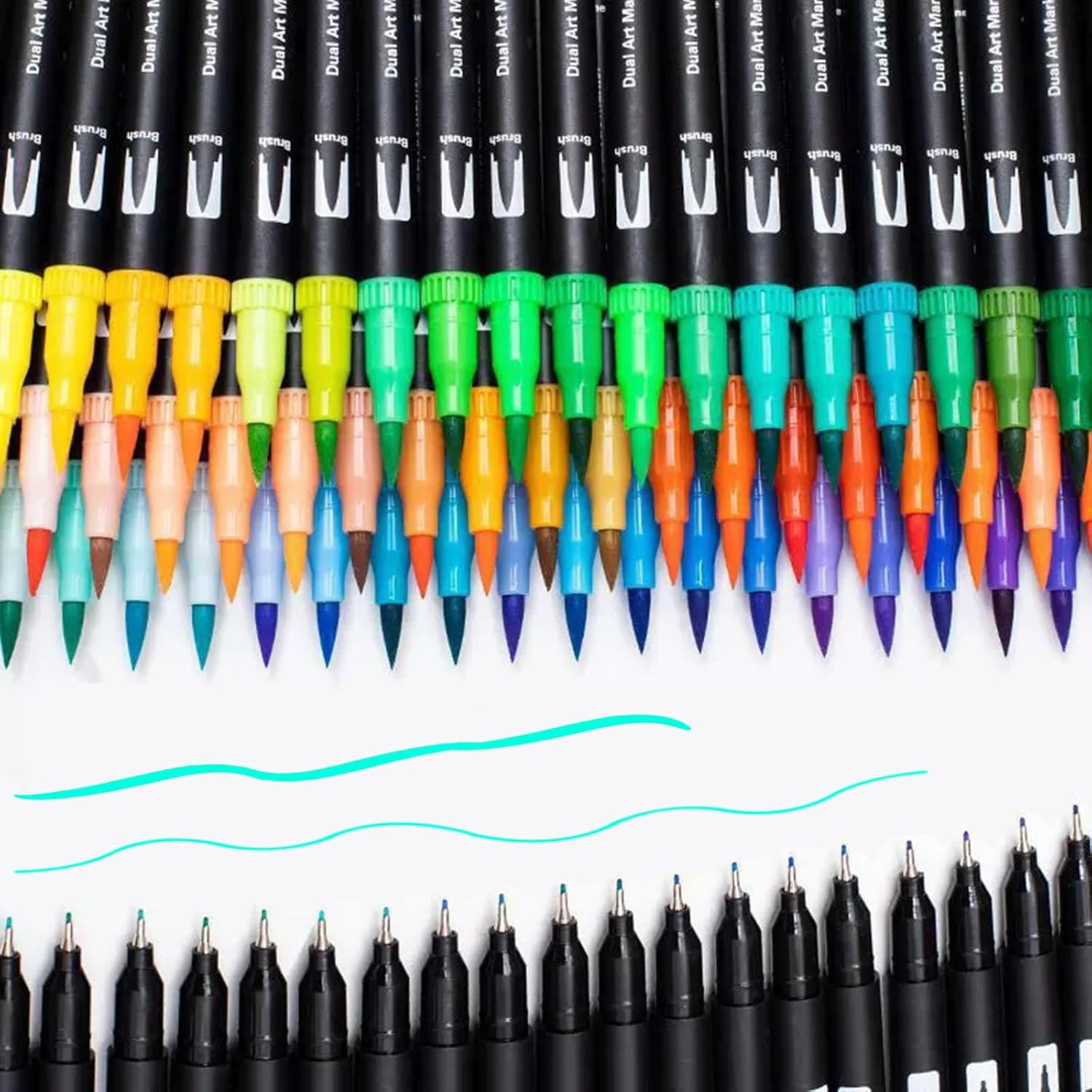 ZDY Dual Brush Pen Art Markers,72 Colored Highlighter Pen Brush and Fine Tip Markers for Kids Adult Coloring Books Bullet Journals Planners, Note Taking Coloring Writing, DIY Card Making image number 4