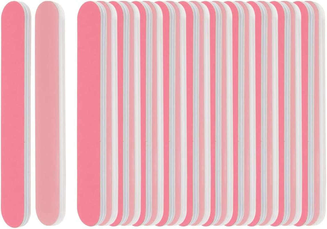 Forpro Pink Mini Foam Board, 280/400 Grit, Double-Sided Manicure Nail File, 3.5&rdquo; L X .5&rdquo; W, 50-Count image number 1