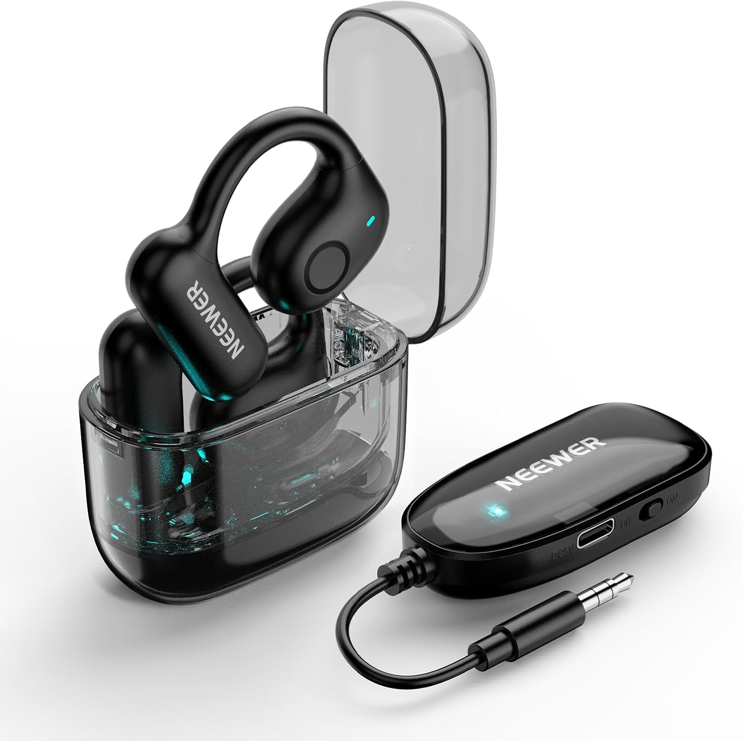 NEEWER EB01 2.4G Wireless 3.5Mm TRS Dongle OWS Real Time Monitoring Earphones, Noise Cancelling, Mono Track, 30M Range, 24H Battery in Ear Earbud Monitor System Compatible with VM10 VM11 CM28 CM31 Mic image number 3