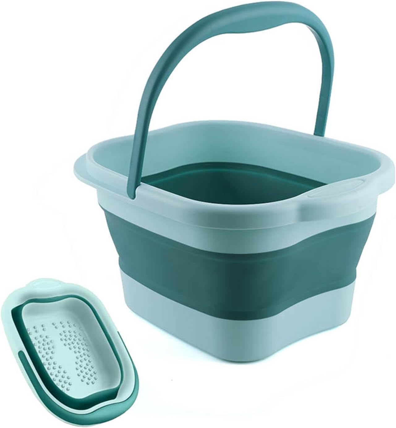 Collapsible Foot Bath Massage Tub with Handle, Gofunway Foot Spa Basin Soaking Tub Portable Pedicure, Plastic Feet Soaking Tub with Acupressure Massage Points,Foldable Laundry Basket (Pink Collapsible Basin)