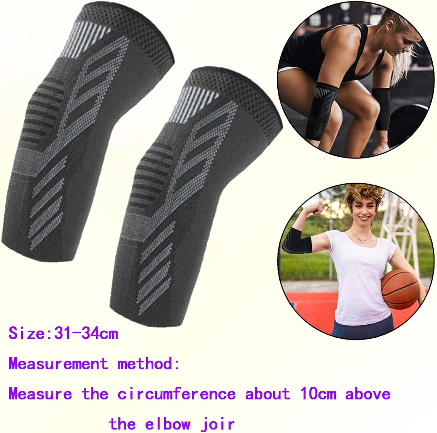 2-Pack（1Pair） Elbow Compression Sleeves for Tennis & Golfer'S Elbow Relief, Supports Recovery, Enhanced Performance for Men & Women, Ideal for Weightlifting & Sports Activities image number 6
