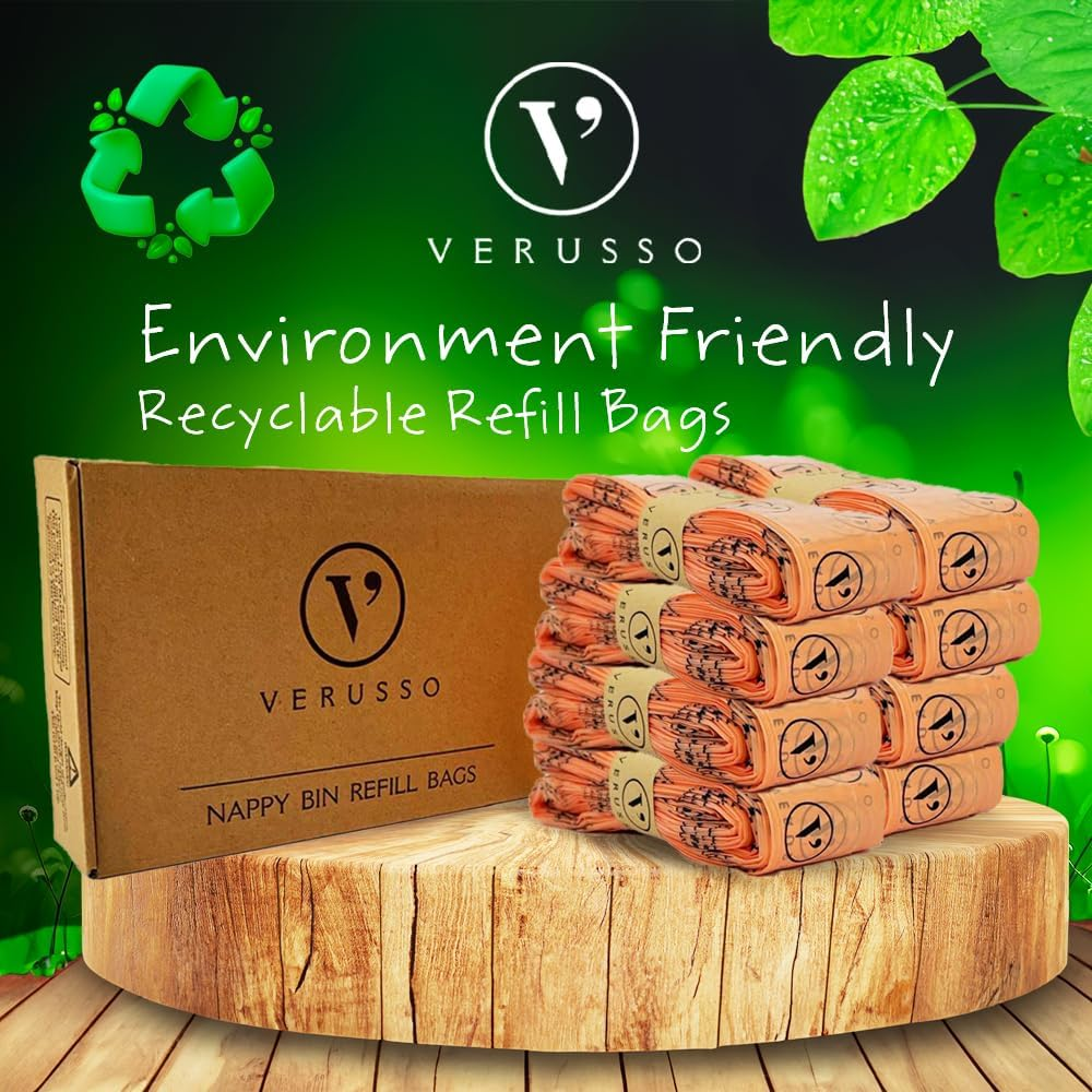 8-Pack Nappy Bin Refill Bags Compatible with Tommee Tippee Twist & Click Cassette, 30% Longer than Others, Recyclable, Odour and Germ Protection, Newborn Baby Diaper Pail Liner image number 3