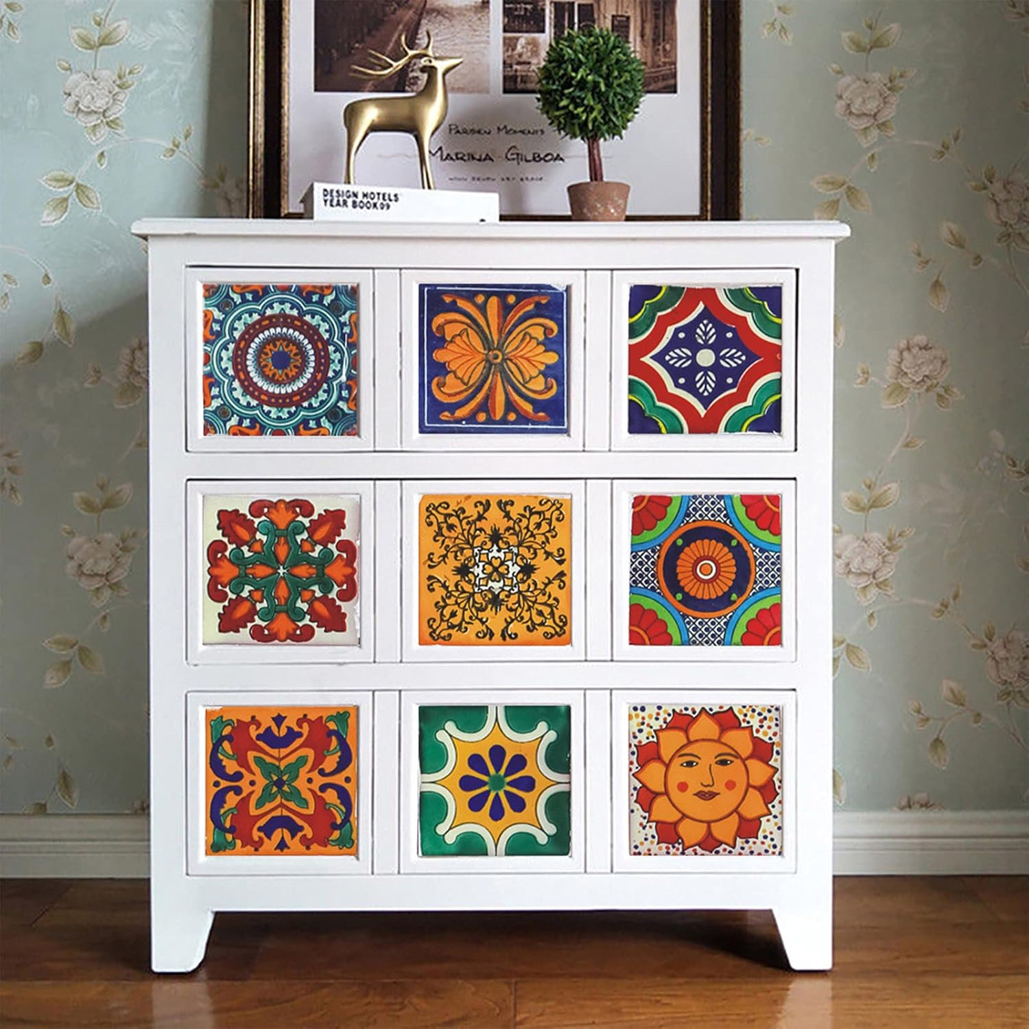 Tile Stickers, Decorative Retro Mosaic Self Adhesive Peel and Stick Tile Sticker, 24PCS Removable Wall Tiles Sticker for Bathroom Kitchen (15 X 15Cm) image number 3