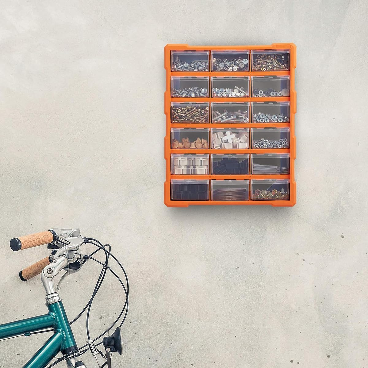 AIMALL Tool Storage Cabinet with Clear Drawers &ndash; Plastic Organiser Chest with Dividers for Screws, Crafts, Sewing, Hardware &ndash; 11.6"X6.5"X7.5" / 15"X6.5"X18.9" image number 3