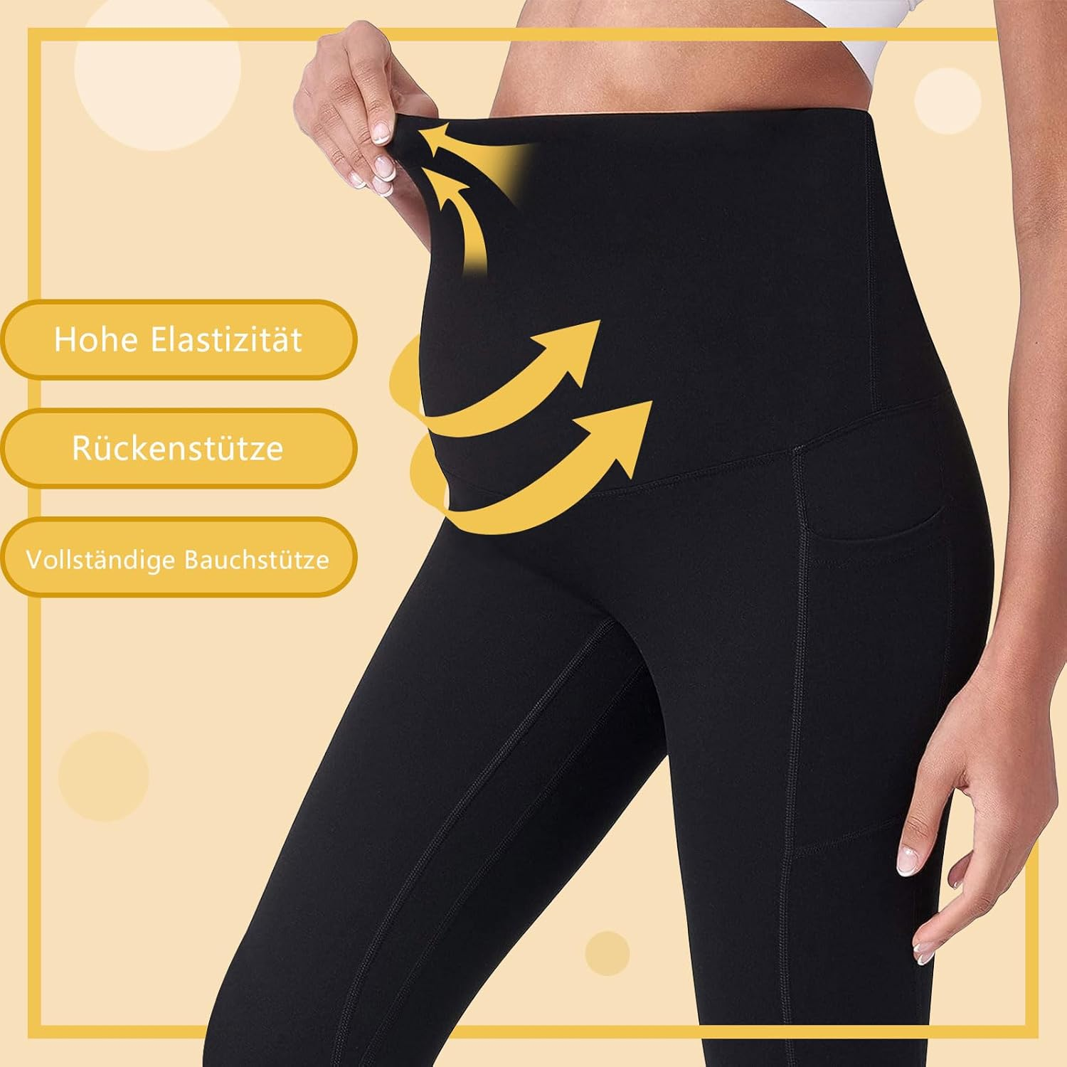 Fleece Lined Maternity Leggings with Pockets over the Belly Thermal Women'S Maternity Workout Yoga Pants Warm and Soft for Winter image number 2