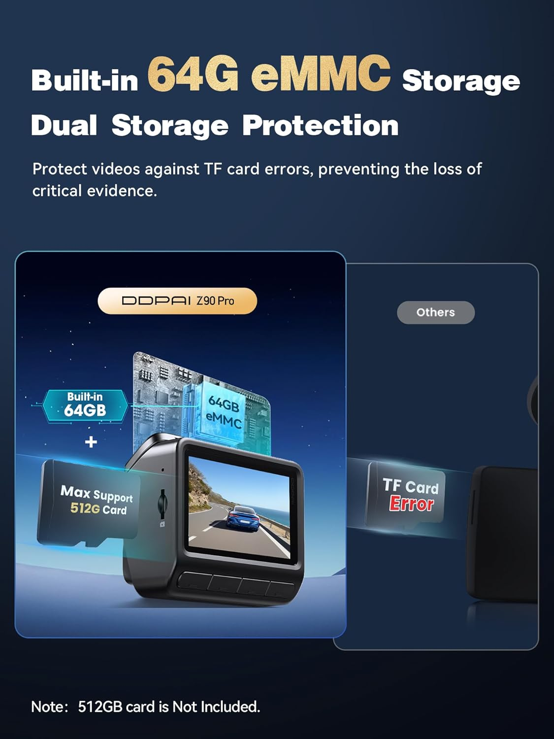 DDPAI 4K+2K Dash Cam Front and Rear, STARVIS 2 IMX678 Dash Cam for Cars, Free 64G Emmc, Dual HDR, 5G Wifi, GPS, 3" IPS, AI ISP Night Vision, 24H Parking Mode, 4G Available, ADAS, Z90 Pro image number 4