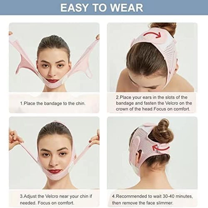LGLAU Beauty Face Contouring Sleeping Mask Chin, Reusable V Line Lifting Mask,V Line Faces Masks, (Pink)
