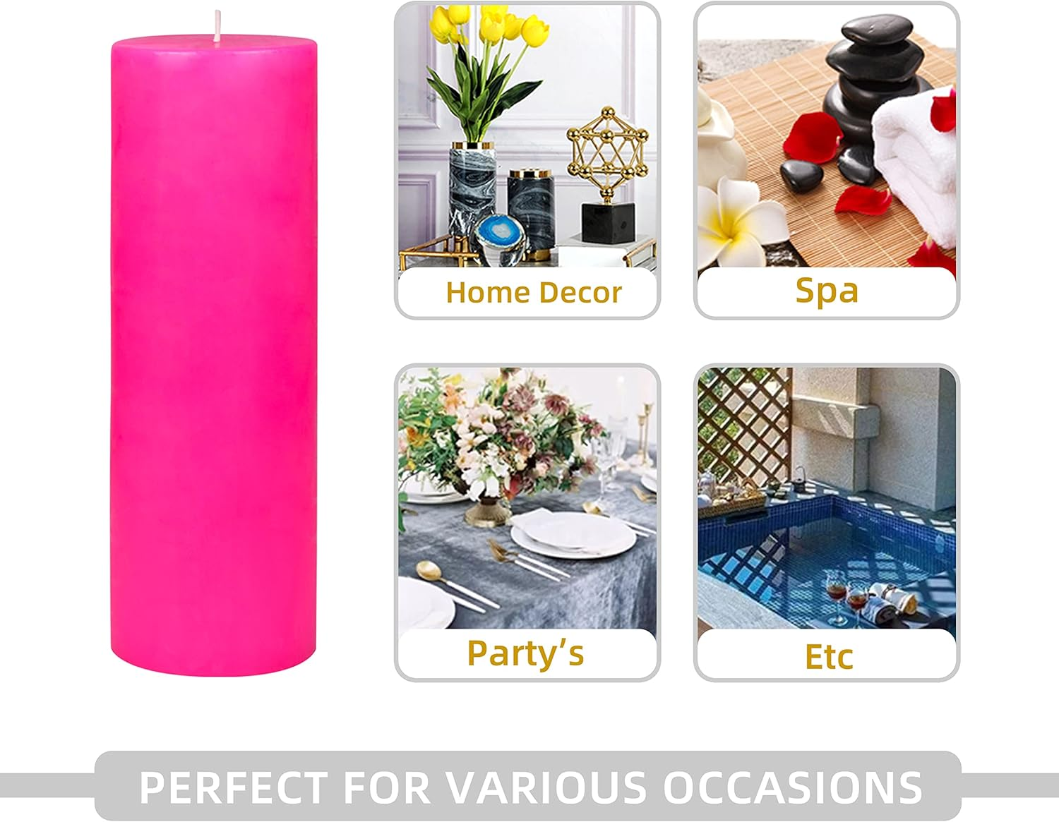 Zest Candle Pillar Candle, 3 by 9-Inch, Hot Pink image number 2