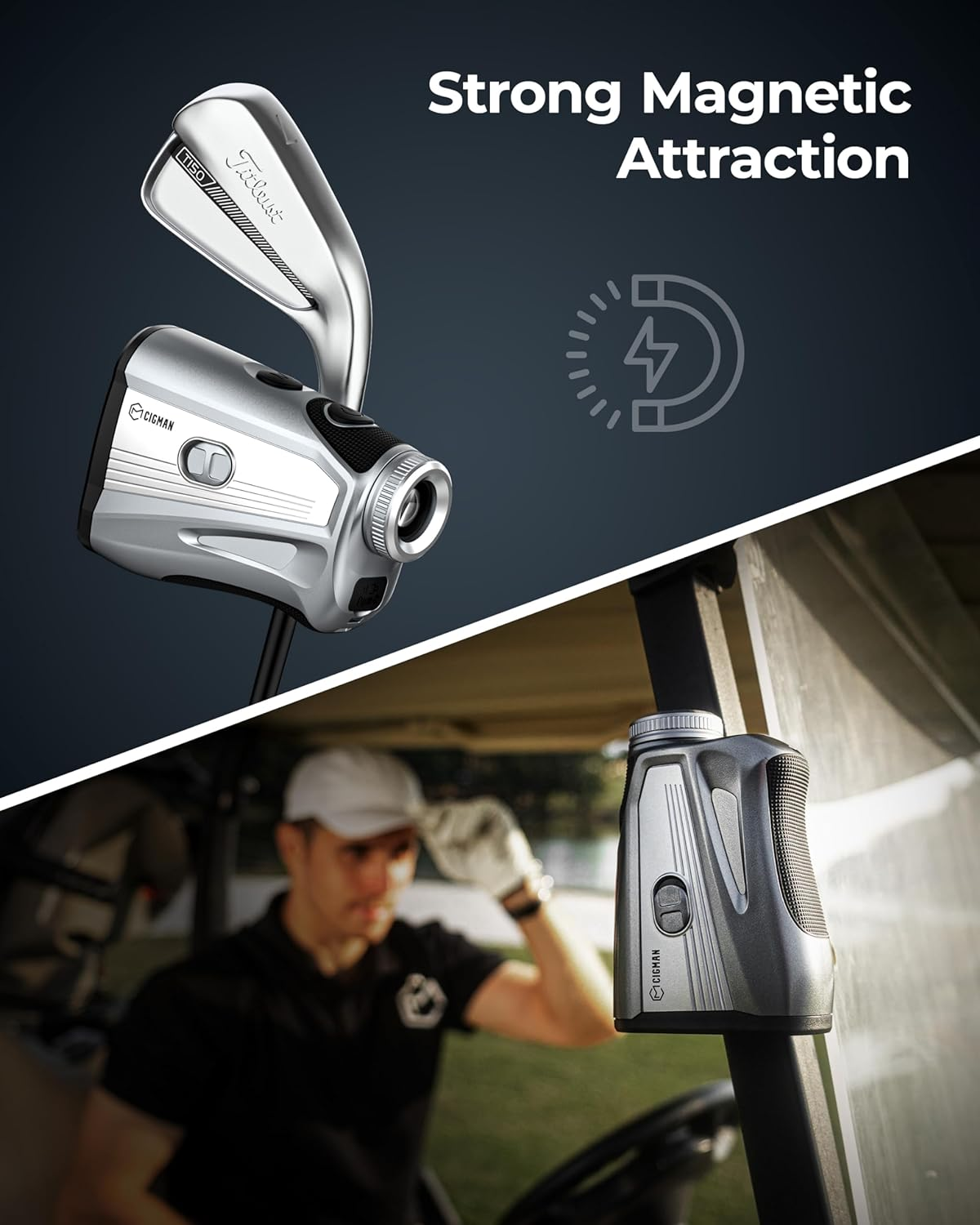 Golf Laser Rangefinder with Slope Switch, CIGMAN 1200 Yards Rechargeable Golf Range Finder Magnetic, Continuous Scan for Hunt, High-Precision LCD/OLED Screen Flag Pole Lock Vibration,7X Magnification image number 6