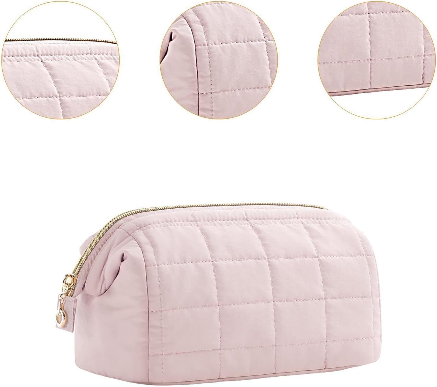 Amagogo Cosmetic Bag Cotton Makeup Bag Lightweight Zipper Closure Portable Toiletries Pouch Toiletry Bag for Hiking Business Trips, Pink image number 4