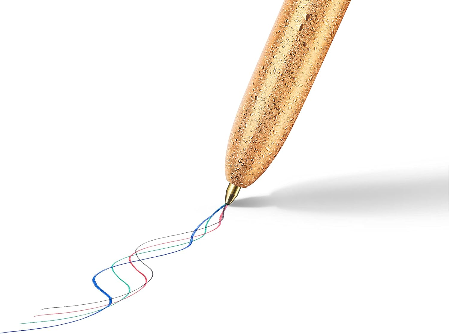 BIC 4 Colours Ball Pens Medium Point (1.0 Mm) - Assorted Barrel Colours (Gold Frozen Textured and Silver), 3 Count (Pack of 1) image number 1