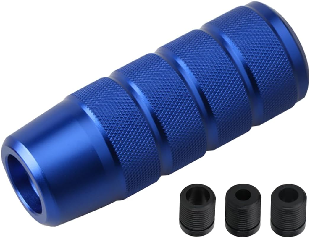 Osilly 95Mm/3.74" Car Shifter Knob, Aluminum Weighted Automotive Gear Shift Manual Knobs Lever with 3 Threaded Adapters M8 M10 M12 X 1.25, Universal for Vehicle（Silver）