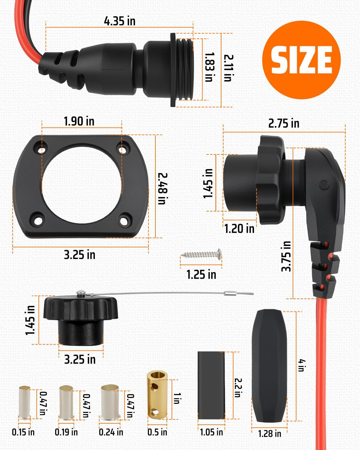 Trolling Motor Plug and Receptacle Fit for Minn Kota 1865120 MKR-28, Waterproof Heavy Duty 8AWG Rated to 60A Fit for Freshwater & Saltwater Marine Boat image number 1