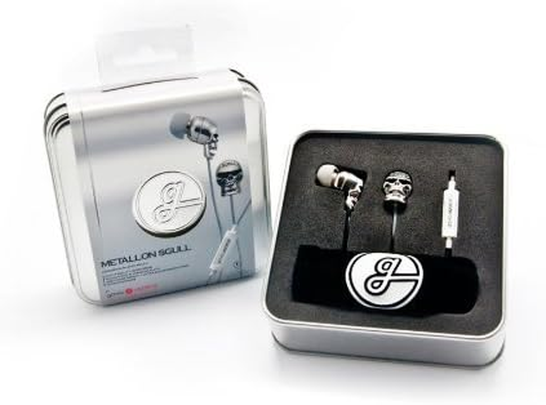 Gavio G25EE03512 [Iphone/Blackberry/Samsung Compatible Inner Earphones with Microphone] Skull Chrome Plated